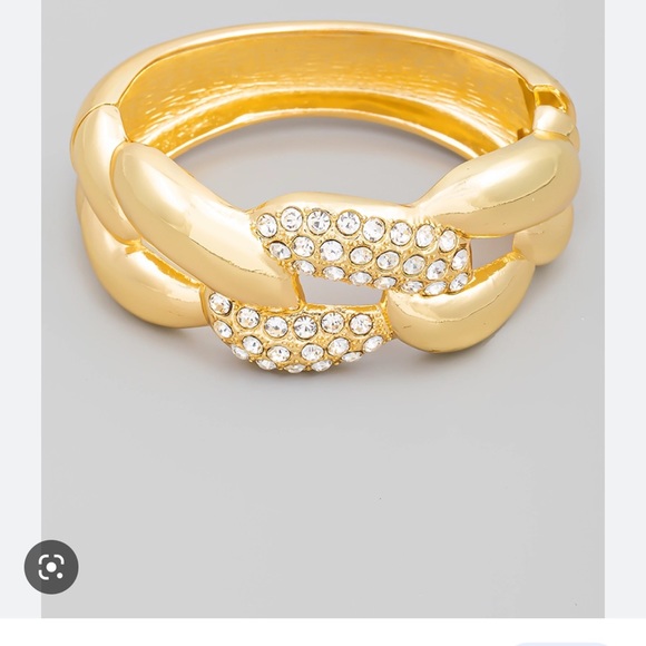 Fabulous Bulky Chain Pave Faux Stone Bangle Bracelet - Picture 4 of 4